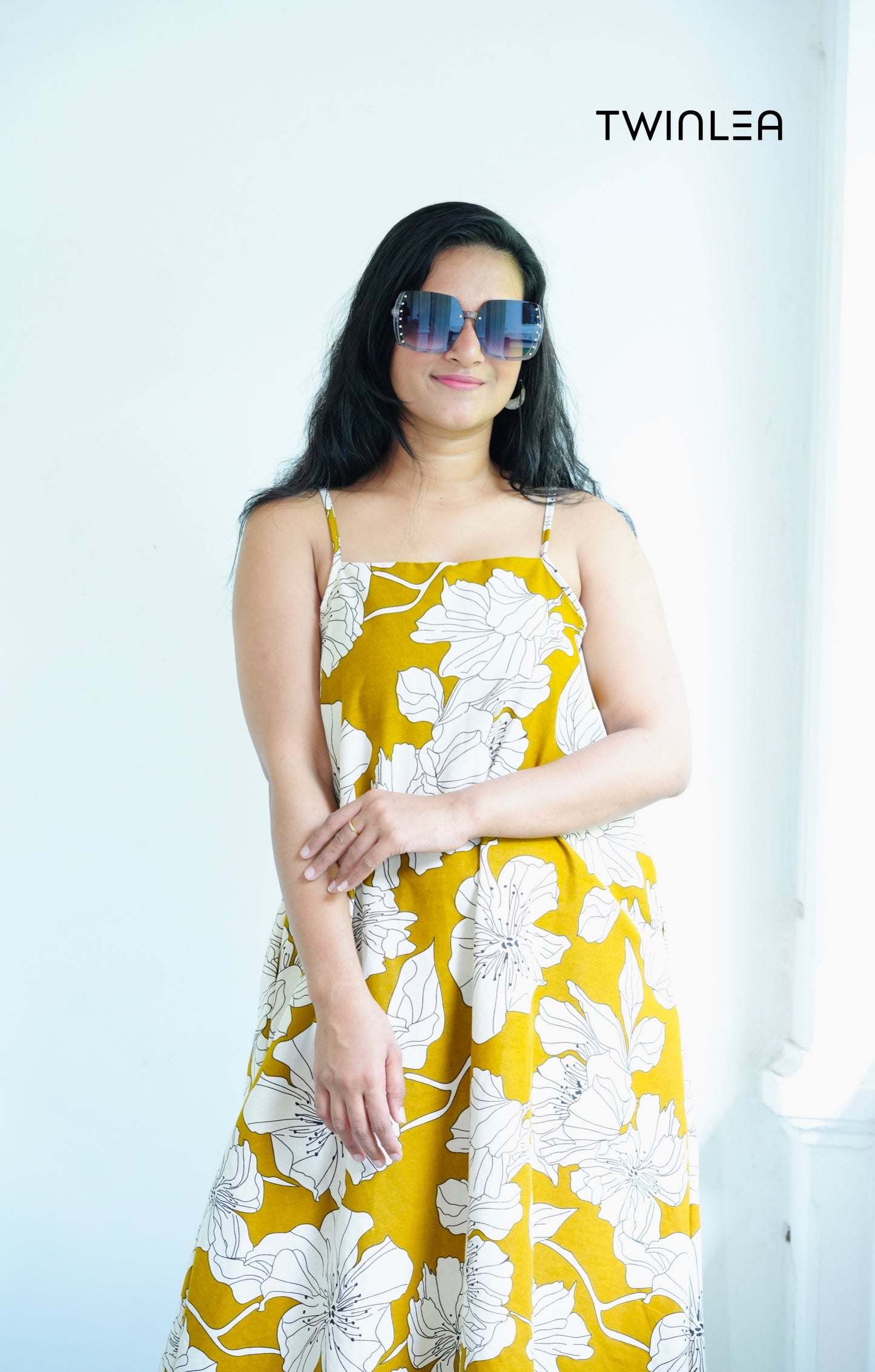 Mustard Yellow Floral Maxi Dress