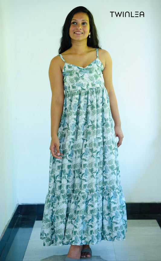 Sage Breeze Cotton Maxi Dress