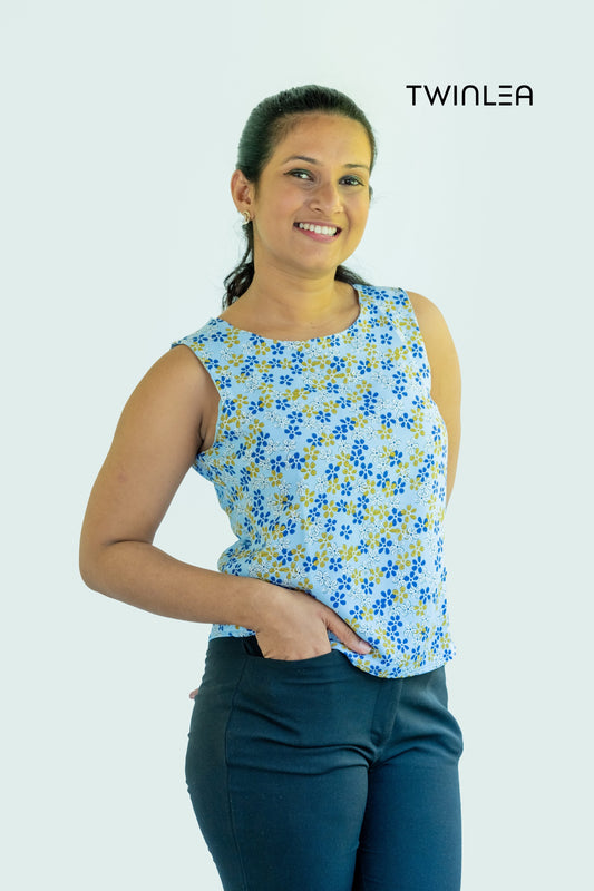 Blossom Print Sleeveless  Tops – Dual Collection
