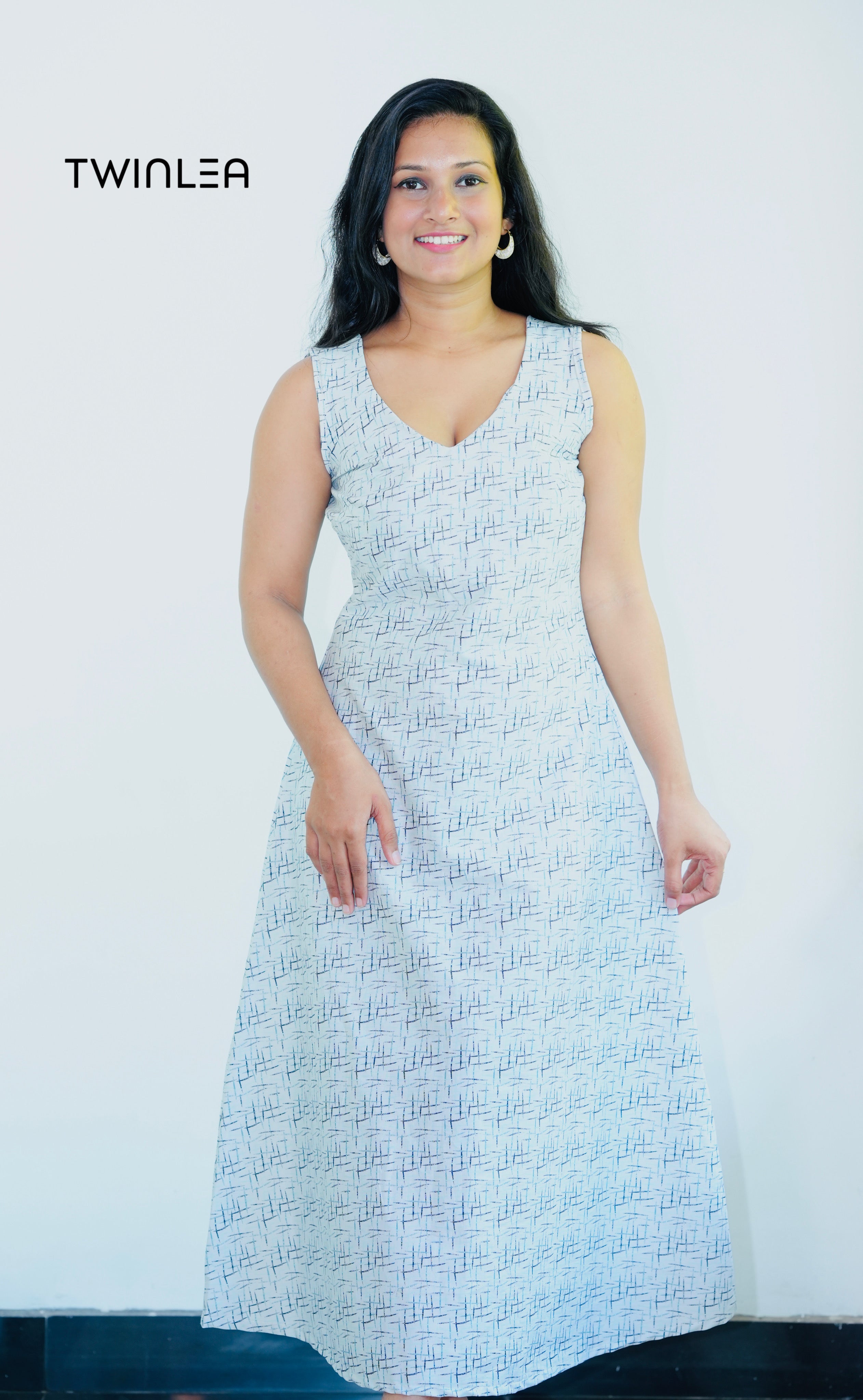 Abstract Line V-Neck Maxi Dress Twinlea Abstract Line V-Neck Maxi Dress Twinlea