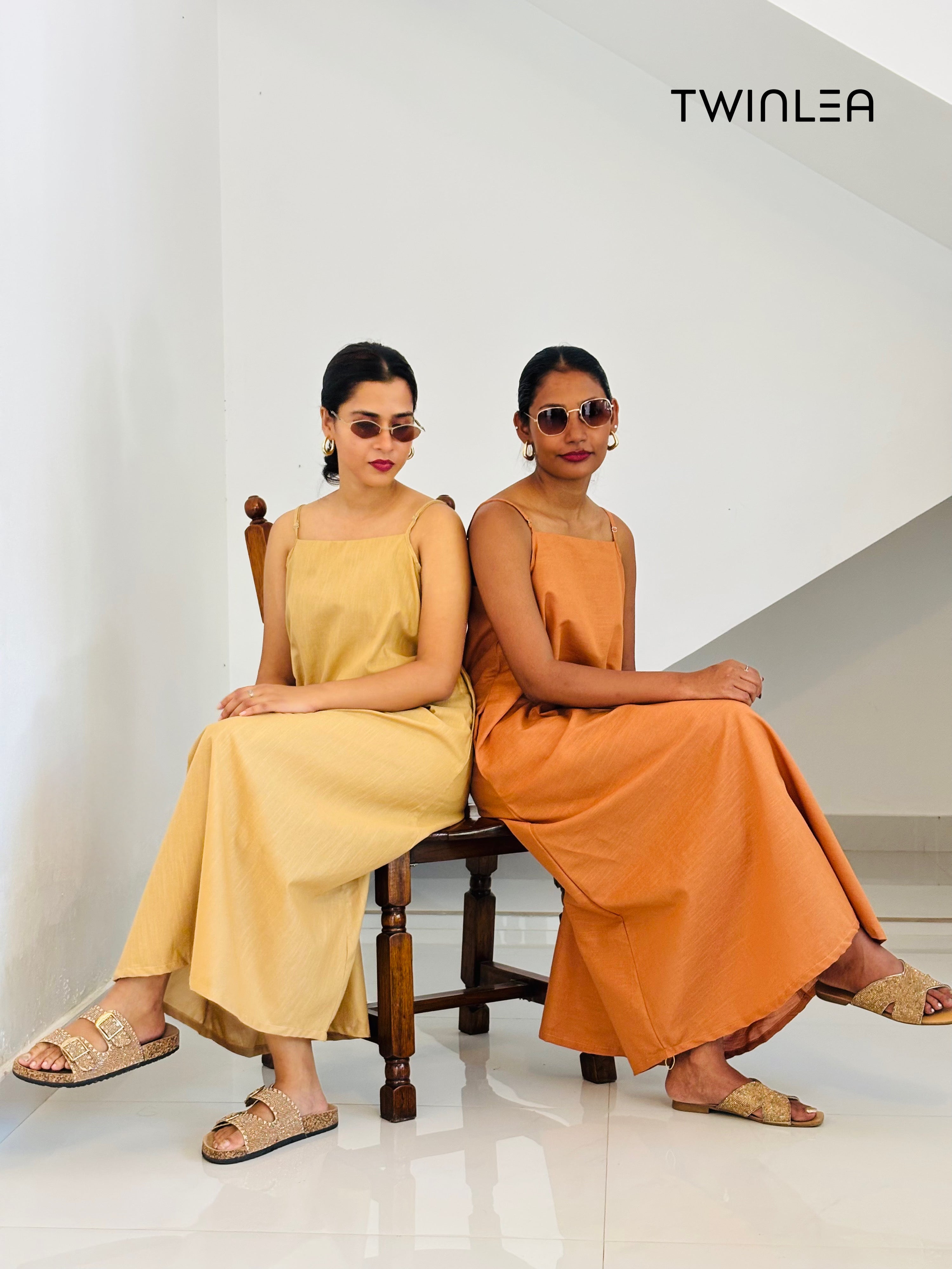 Camisole Dress - Golden Wheat and Sunset Orange