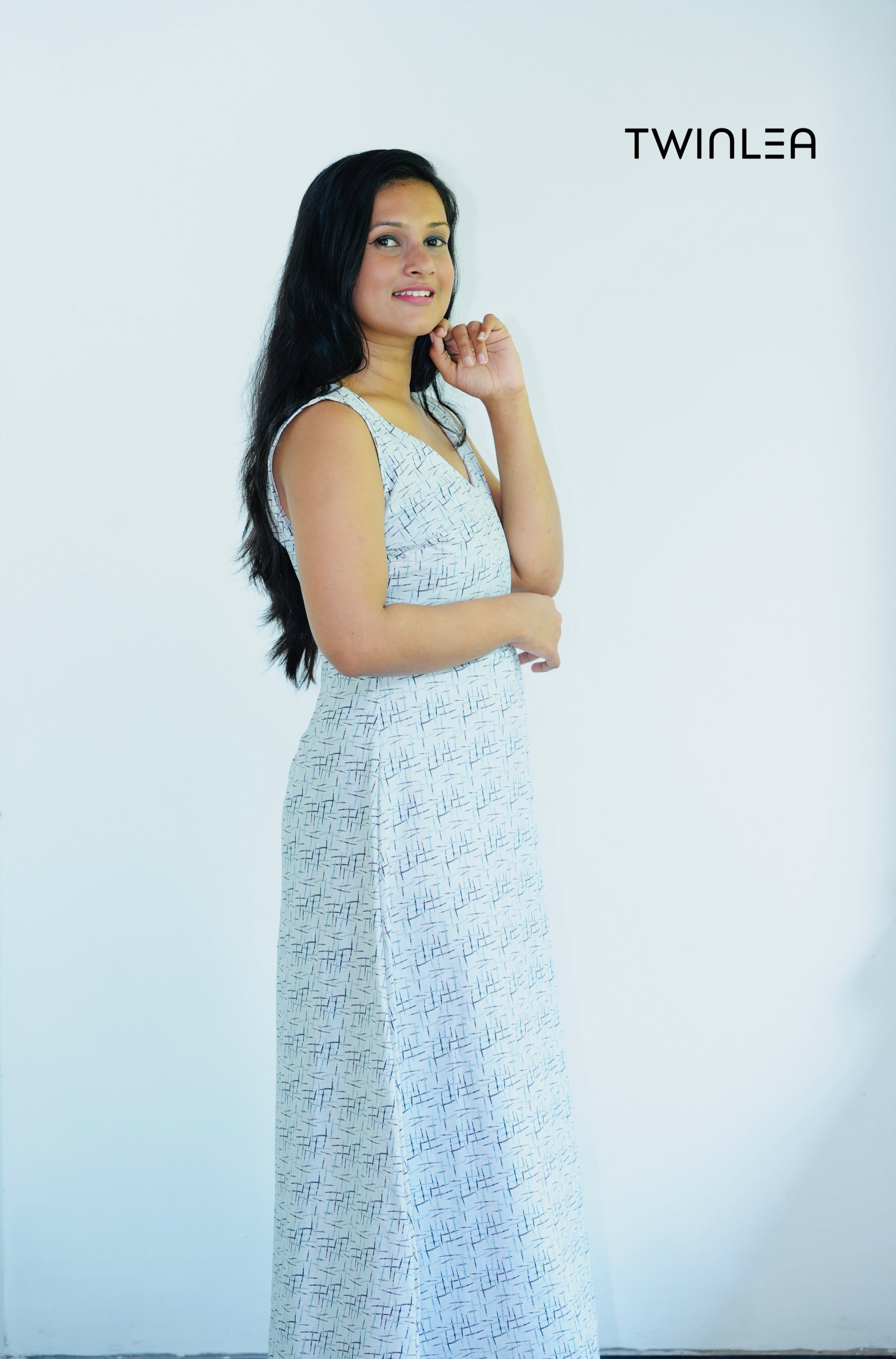 Abstract Line V-Neck Maxi Dress