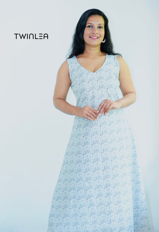 Abstract Line V-Neck Maxi Dress