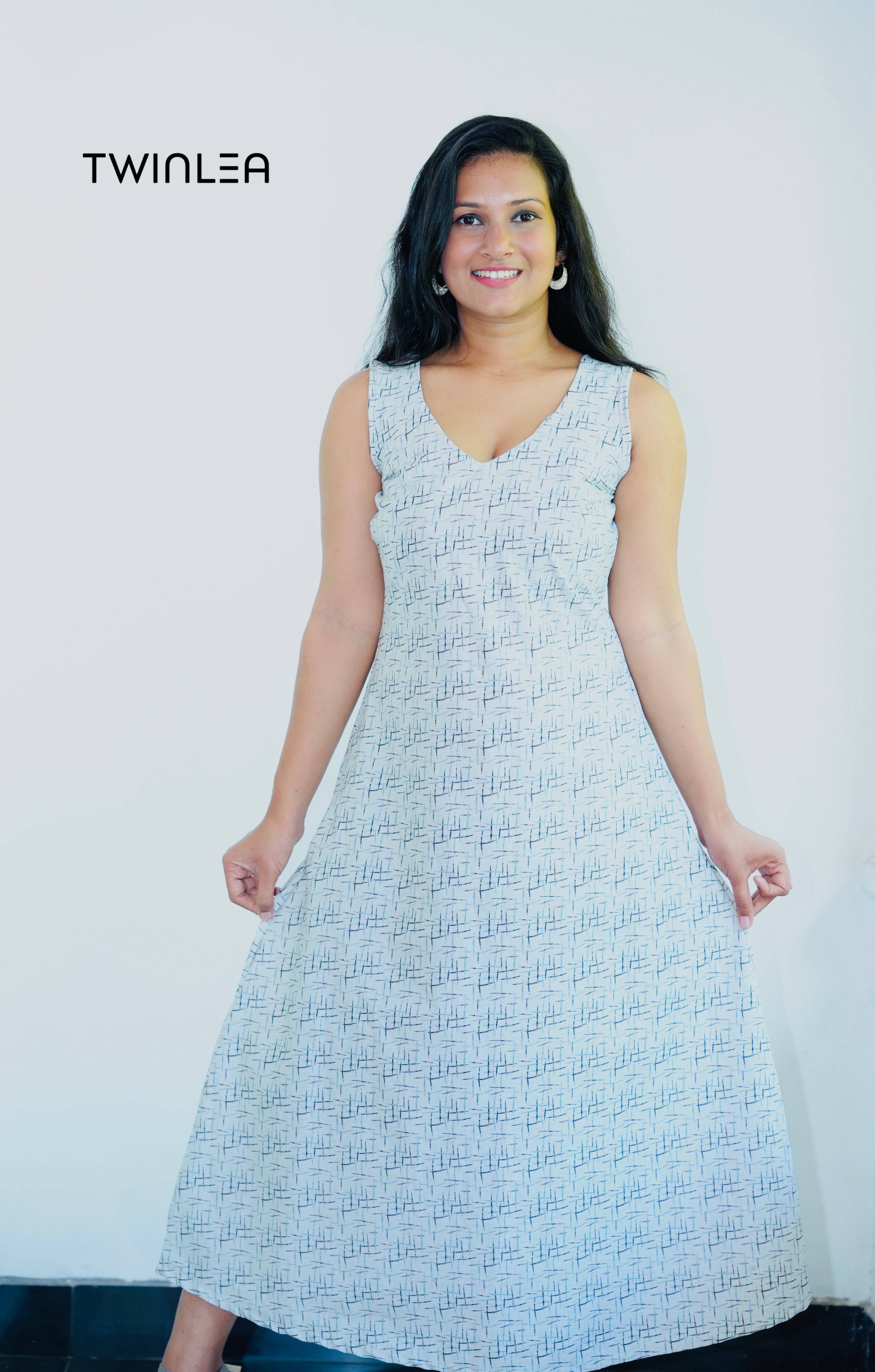 Abstract Line V-Neck Maxi Dress