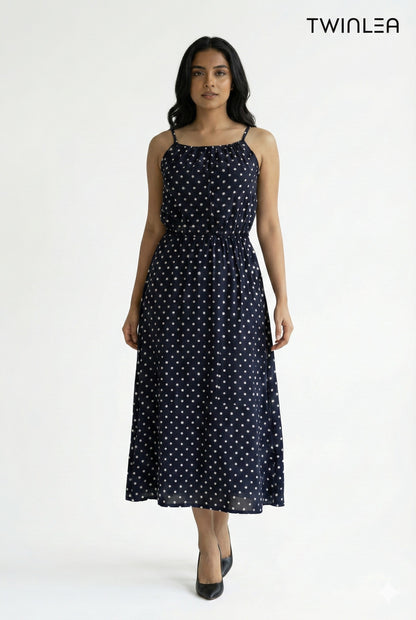 Twinlea Midnight Polka Midi Frock